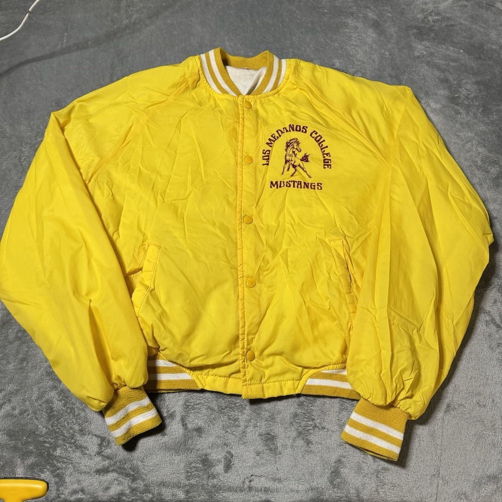 VTG 80s Chalkline Los Medanos College Mustangs Bomber Jacket‎ Size XL